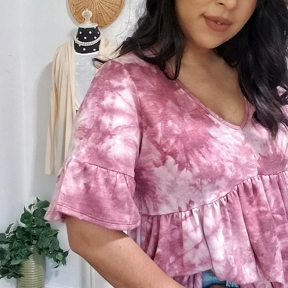 WHAT A DAY TIE DYE RUFFLE TUNIC TOP - Picture 8 of 16